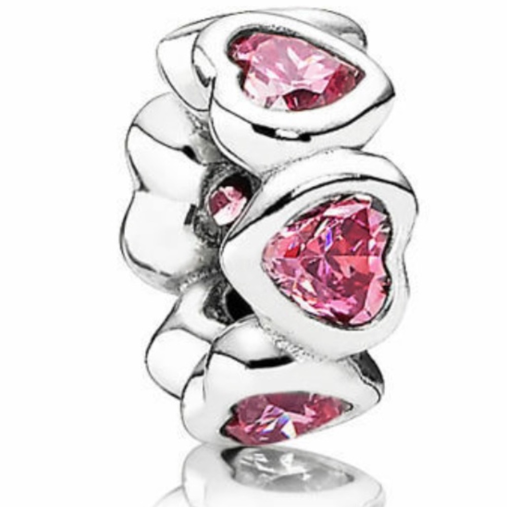 Authentic Pandora Pink Sparkling Hearts Charm